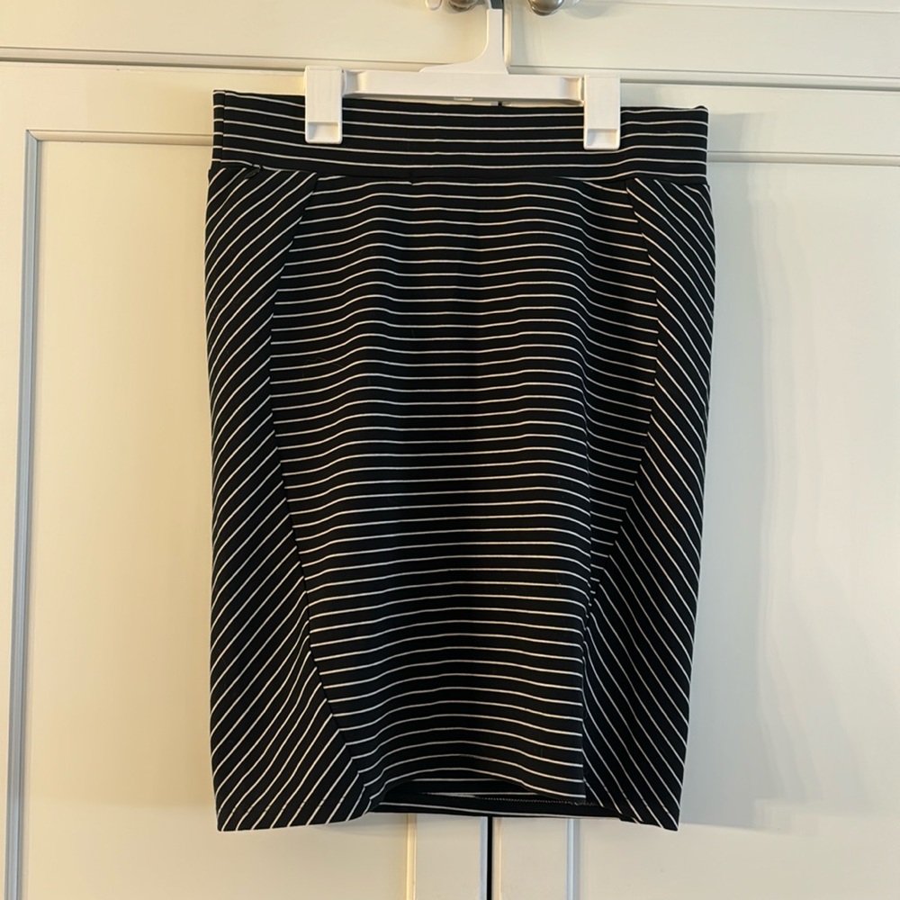 Striped Black & White Pencil Skirt